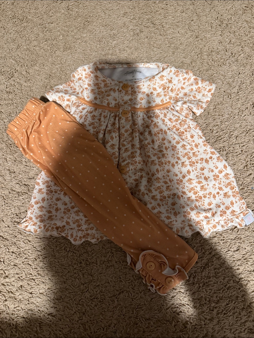 SweetHoney White and Mustard Floral Baby Matching Set